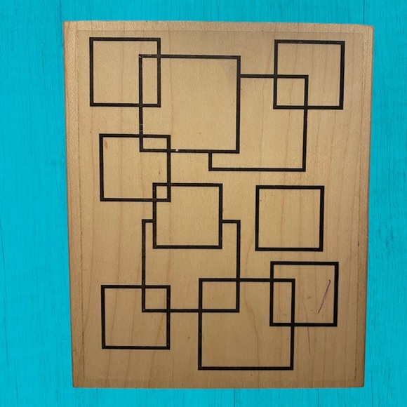 Interlocked Squares Background Wood Mounted Rubber Stamp by Luni - Picture 1 of 5
